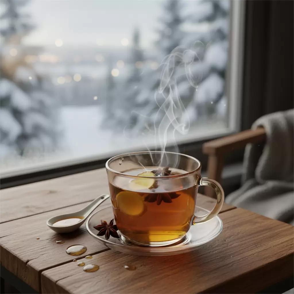 Một tách trà sơn mật hồng sâm pha mật ong ấm áp khởi đầu ngày mới đầy cảm hứng