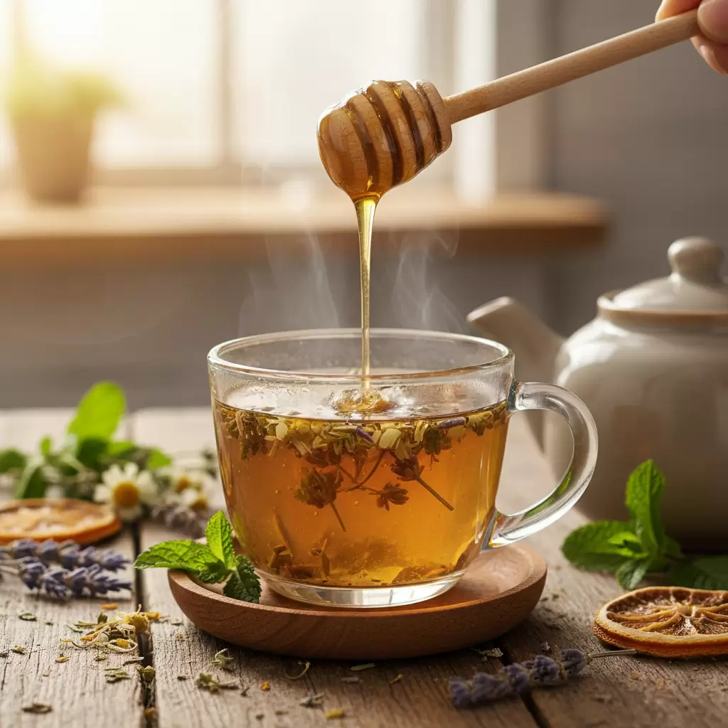Thêm mật ong vào trà khi nước đã nguội bớt để bảo toàn dưỡng chất tối ưu