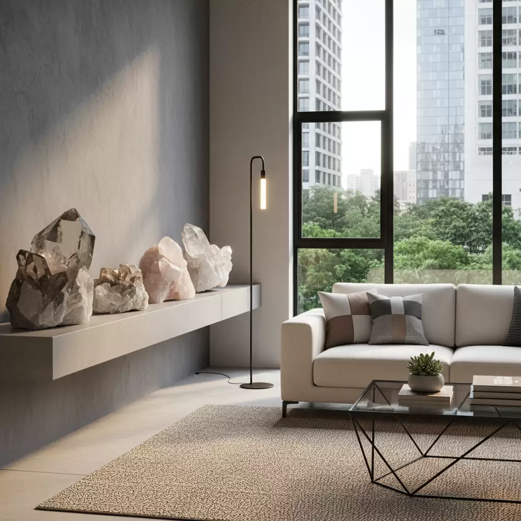Đặt đá thạch anh trong không gian sống giúp cân bằng năng lượng và thanh lọc tâm trí